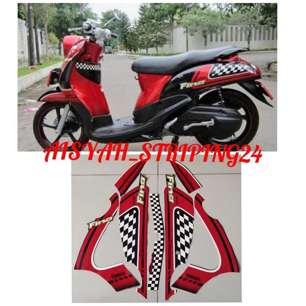 SIKER STRIPING LIS LES POLET BODY MOTOR FINO KARBU 2012 HITAM MERAH