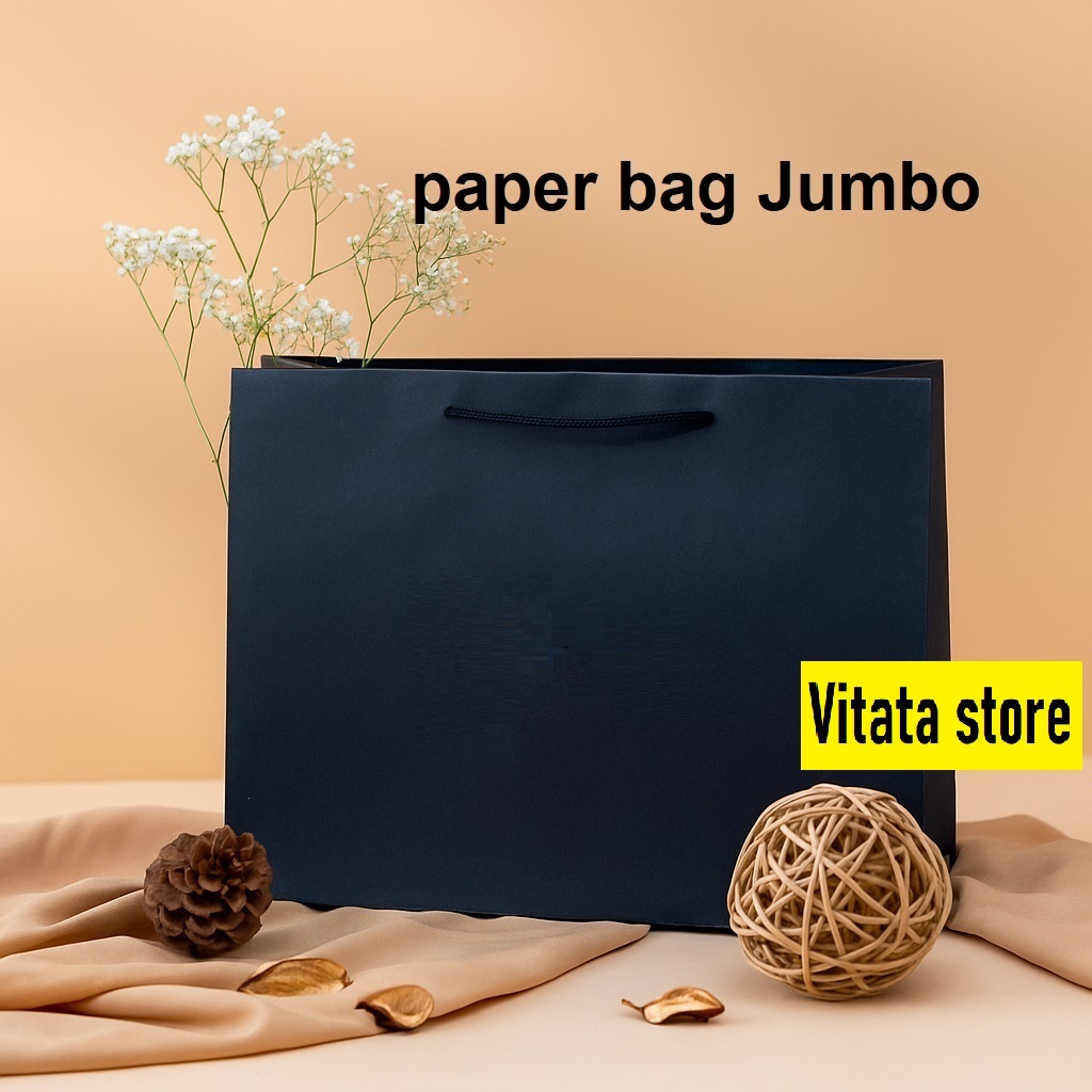 Paper bag Hitam Polos Jumbo Tas hampers Hadiah dan Kado