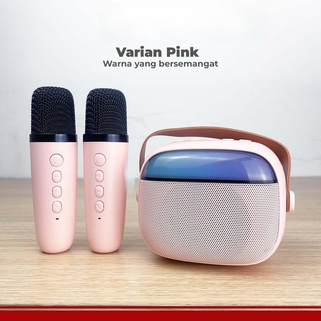 Speaker Bluetooth Portable HiFi Stereo Karaoke dapat Wireless Mic