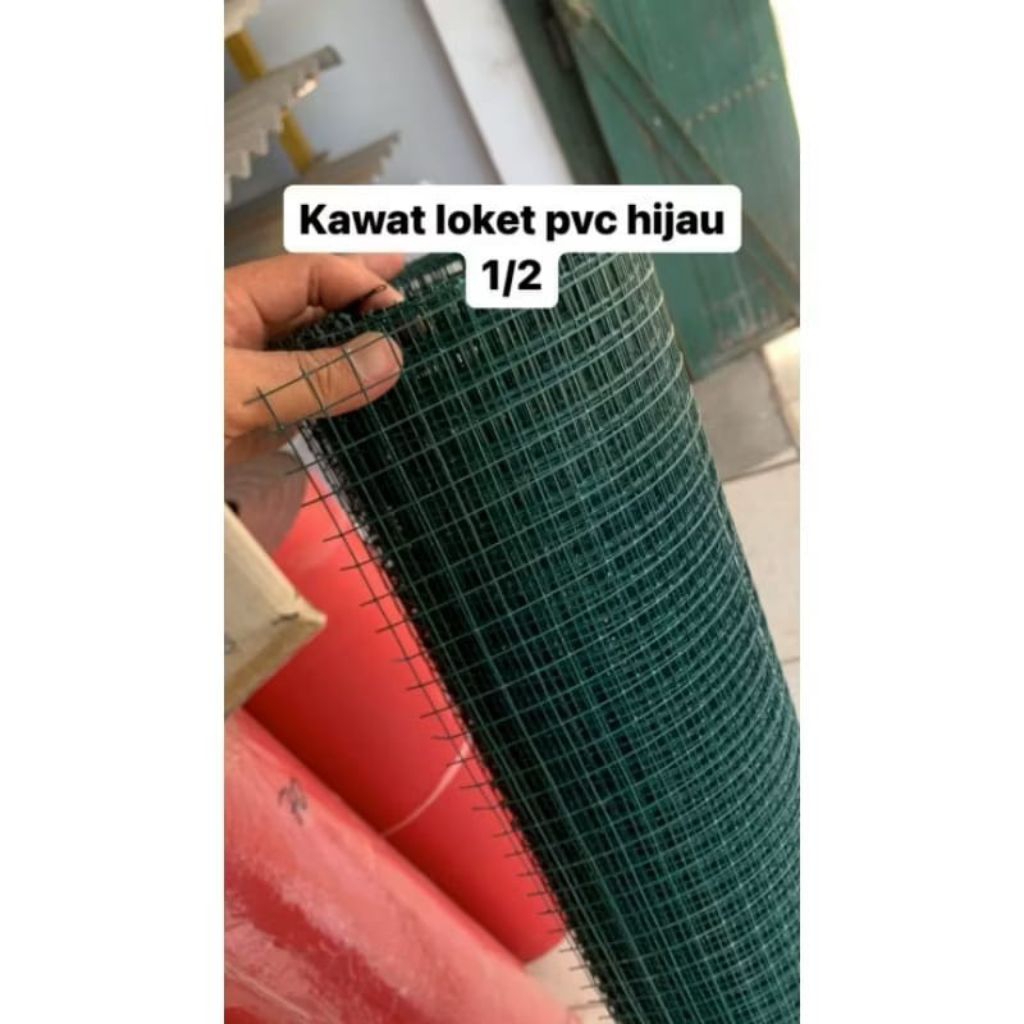 Kawat Loket PVC hijau 1/2 inch per 1 roll | kawat kandang ayam, burung dan pagar