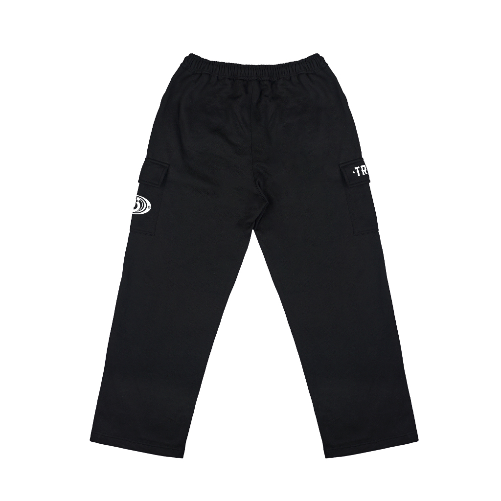 Troy Company Baggy Cargo Long Pants Black Sphere - Celana Panjang Hitam Fleece LFC 3355