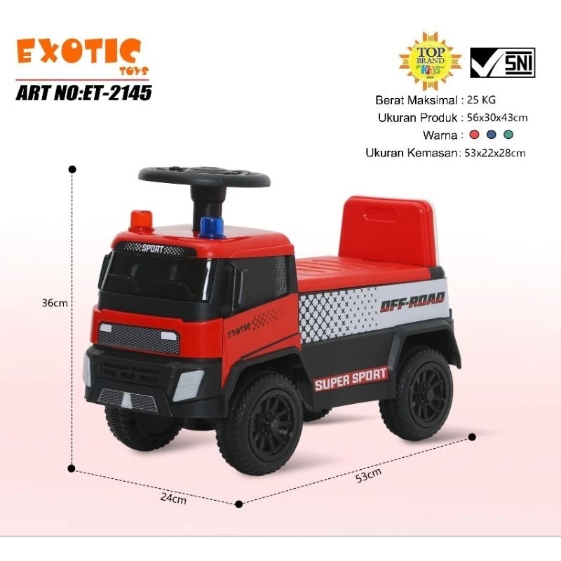 Exotic Mainan Mobil Mobilan Anak Ride On ET 2145 Pemadam, ET 2146 Truk Molen, ET 2147 Sprinkler