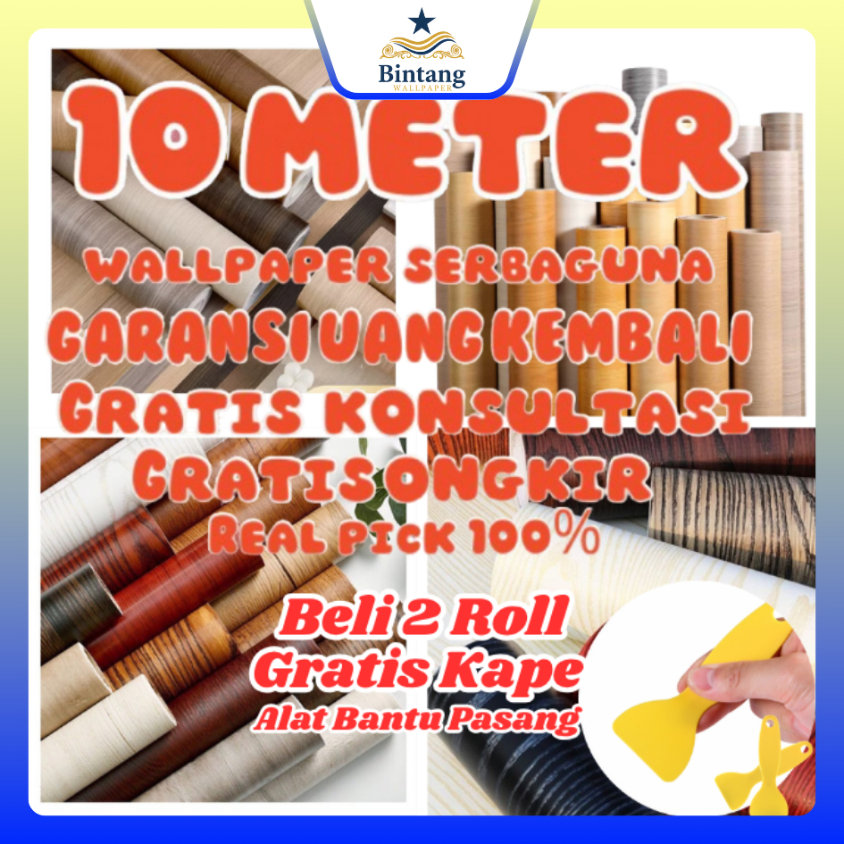 wallpaper dinding 10 meter 10 m x 45 cm wallpaper dinding kayu motif kayu estetik