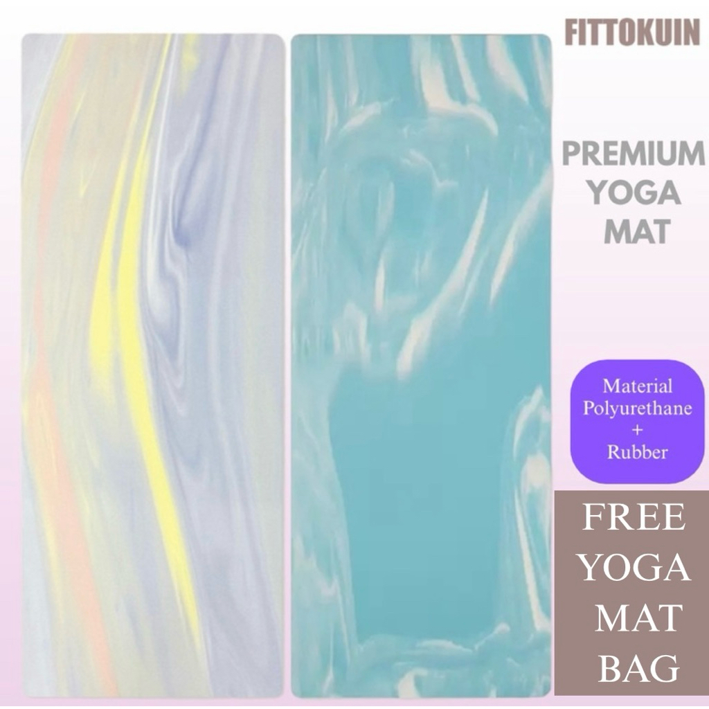 FITTOKUIN - Premium Yoga Mat Marble PU Plyurethane Rubber 5 mm / Matras Yoga Premium Marble