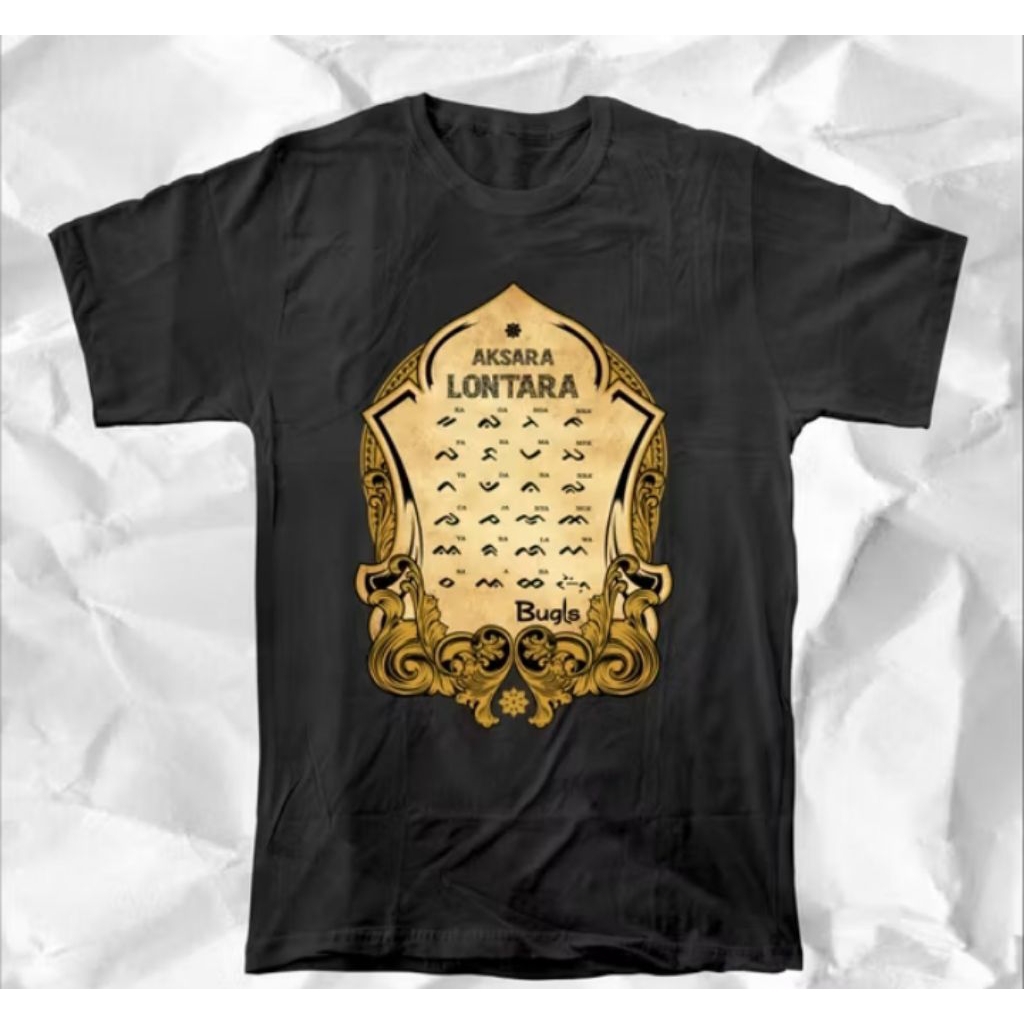 Kaos T-shirt AKSARA LONTARA BUGIS _ Desain Batik Unisex Kaos Distro Peria/Wanita kekinian