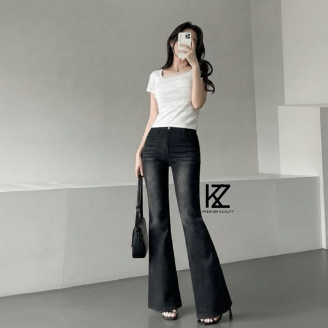Highwaist Cutbray Jeans Retro Wanita-Celana Jeans Cutbray Wanita Model Retro Korea Terbaru
