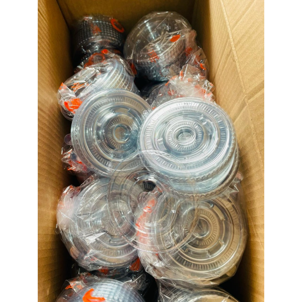 50pcs Tutup Datar Bening Merk Tiptop/Tutup Gelas Oz Bening Tebal/Lid Cup Tiptop