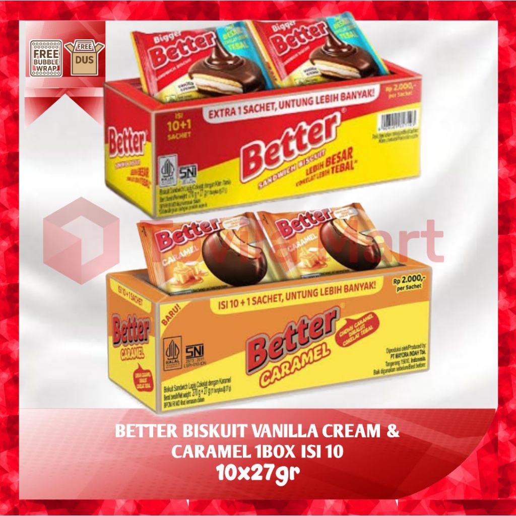 Better Sandwich Biscuit Vanilla Cream dan Caramel Isi 10