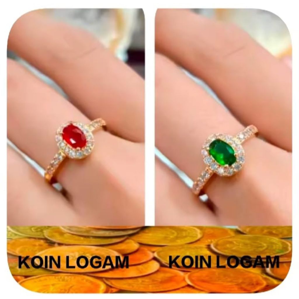 terbuat dari koin logam asli 1991 cincin batu merah