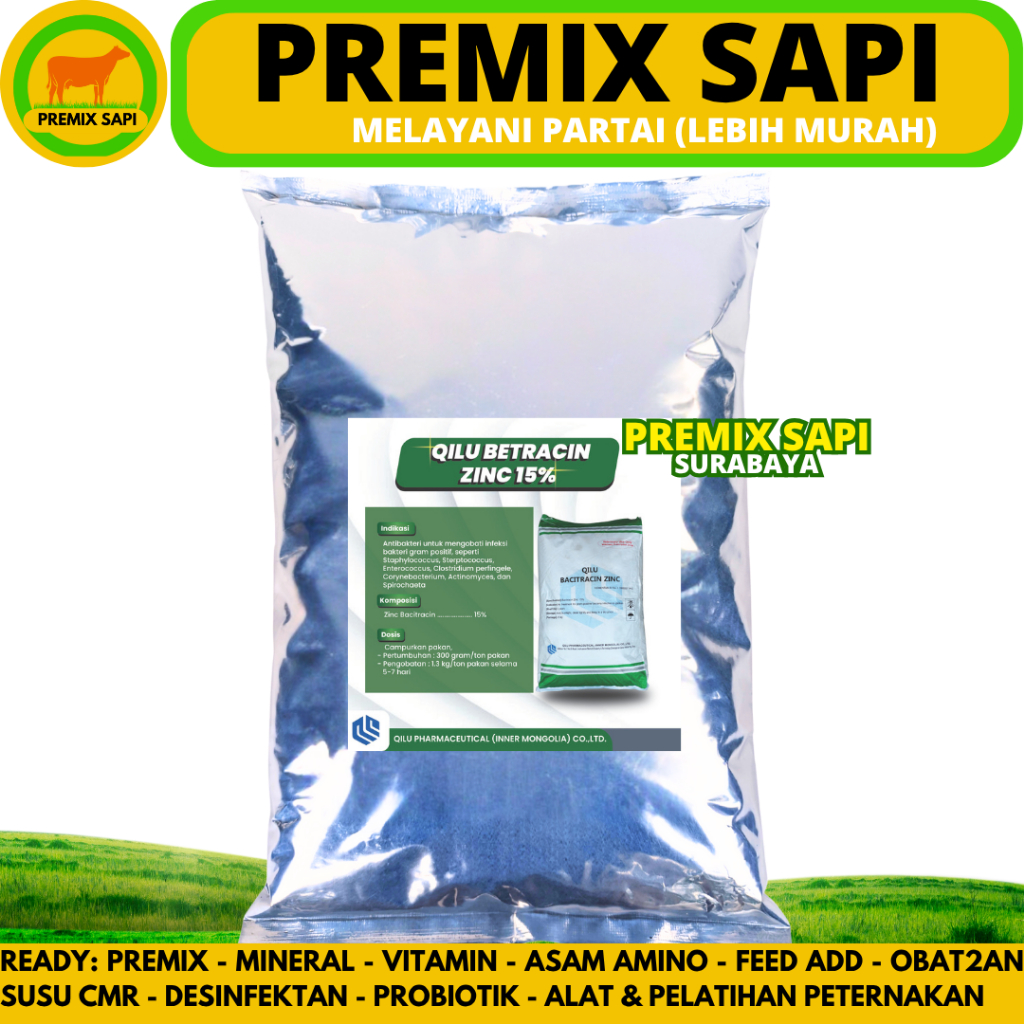 QILU BACITRACIN ZINC 15% - AGP Ayam Broiler Pemacu Pertumbuhan & Penggemukan Ayam Potong Pedaging