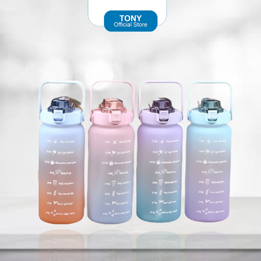 Botol Minum Pelangi / Botol Minum 2L / Botol Minum Rainbow Viral 2L - Biru