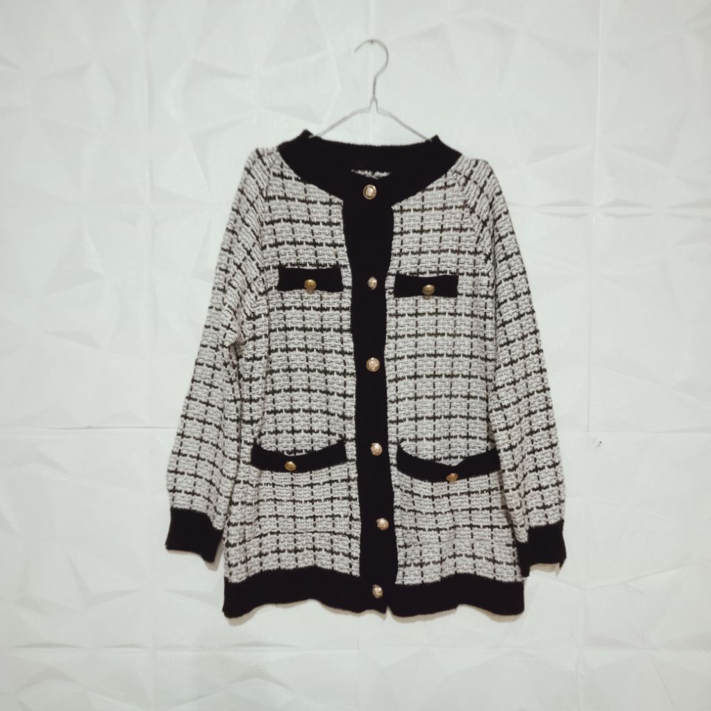 cardigan rajut tweed