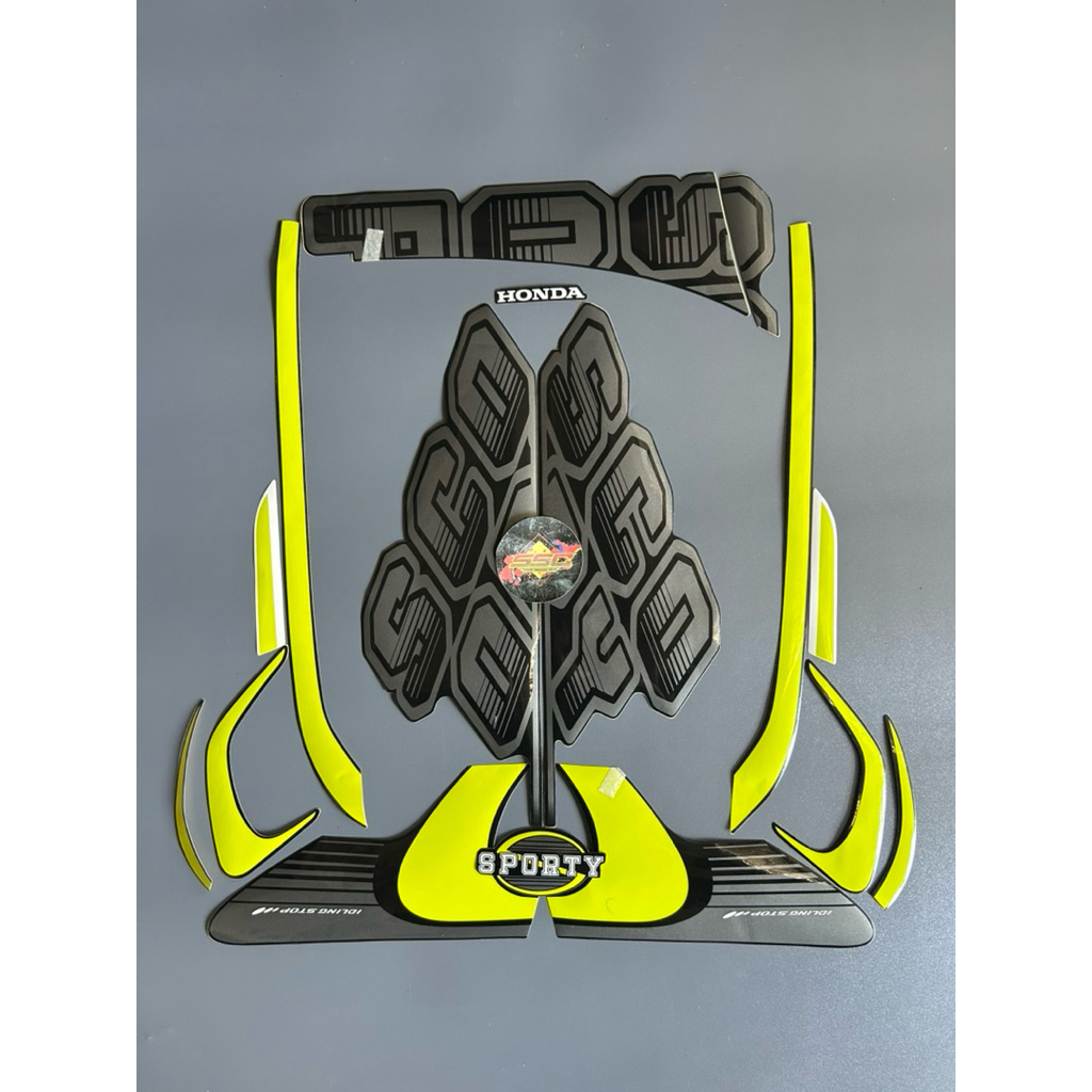 STRIPING STIKER SCOOPY SPORTY 2017 HITAM LIS HIJAU GRADE ORI
