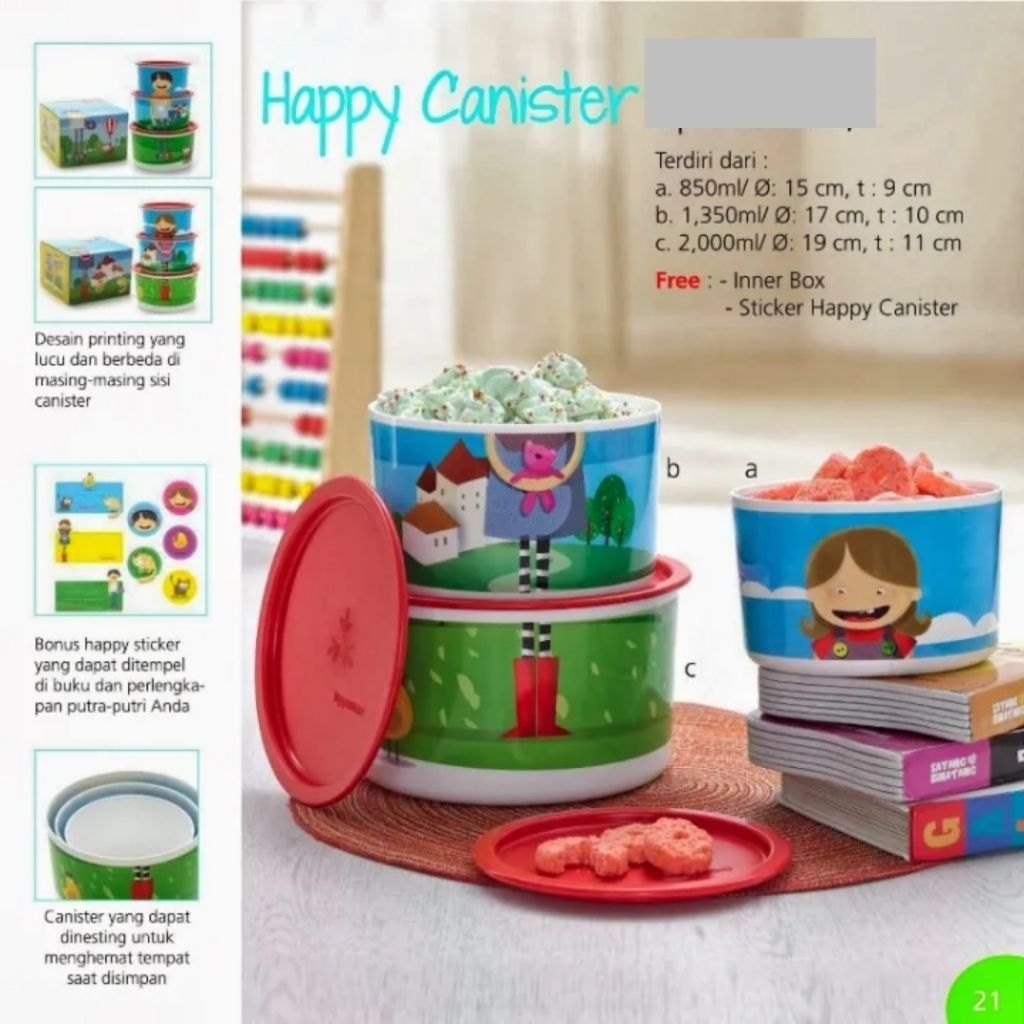 HAPPY CANISTER TUPPERWARE TOPLES