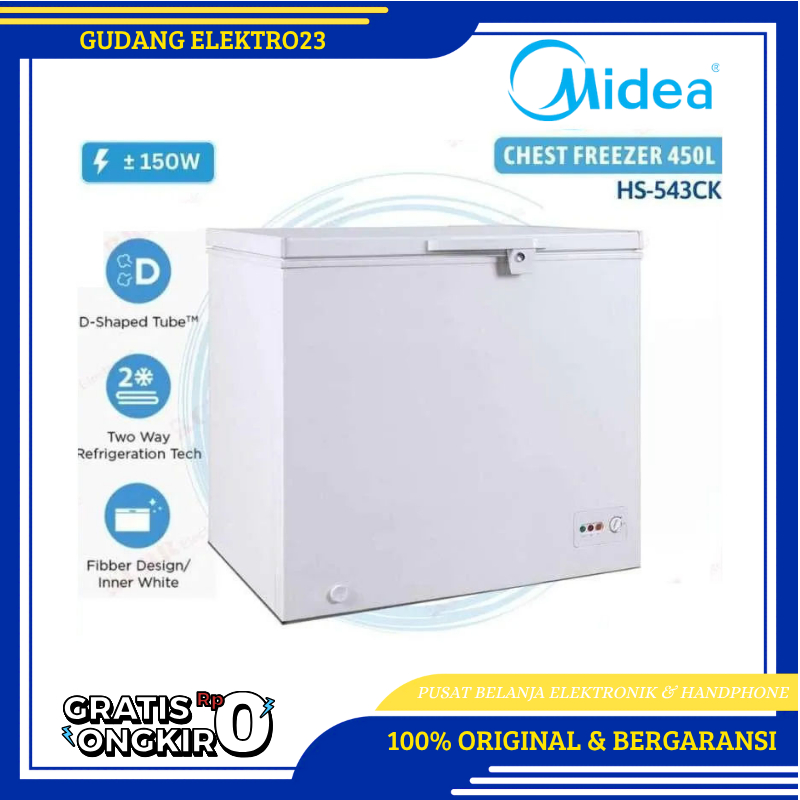 FREZER MIDEA HS 543 CK CHEST FREEZER BOX HS543CK LEMARI PEMBEKU 500 LITER GARANSI RESMI