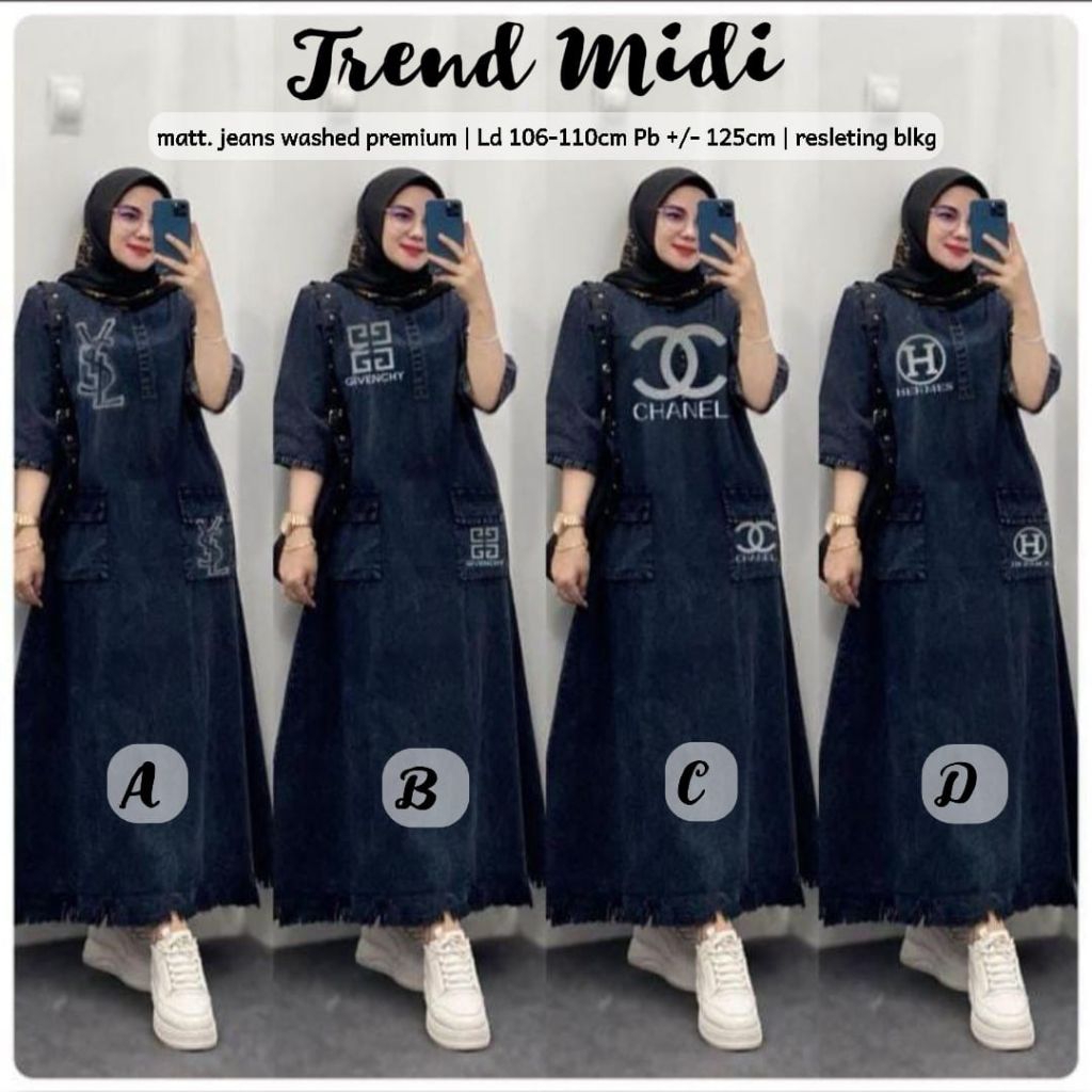sandrina trend midi Dress wanita muslimah Gamis baju midi muslim gaun lebaran oneset hijab satu set 
