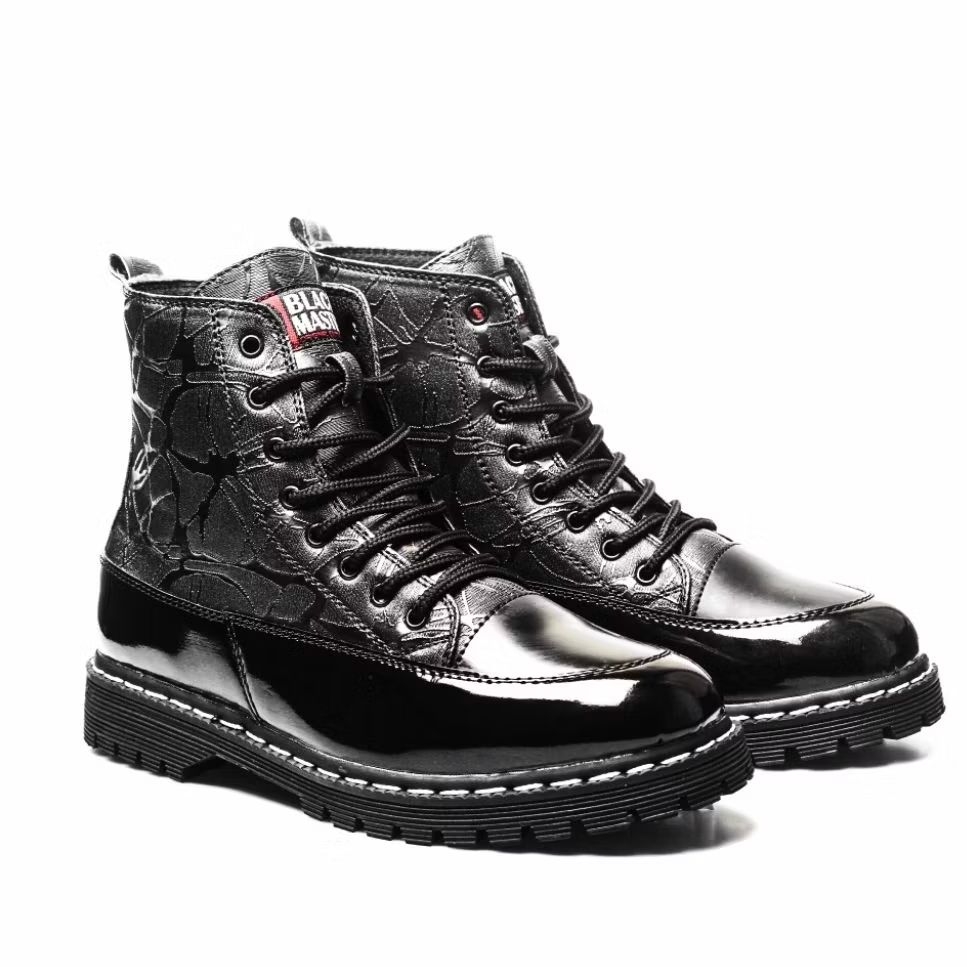 Sepatu Docmart Tinggi Boots Pria 8 Hole Hitam Original - BLACKMASTER