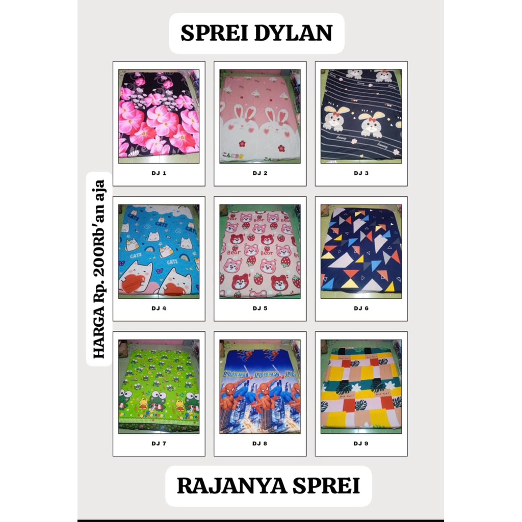 SPREI DYLAN KARET KELILING BAHAN COTTON JEPANG PREMIUM HIGHT QUALITY
