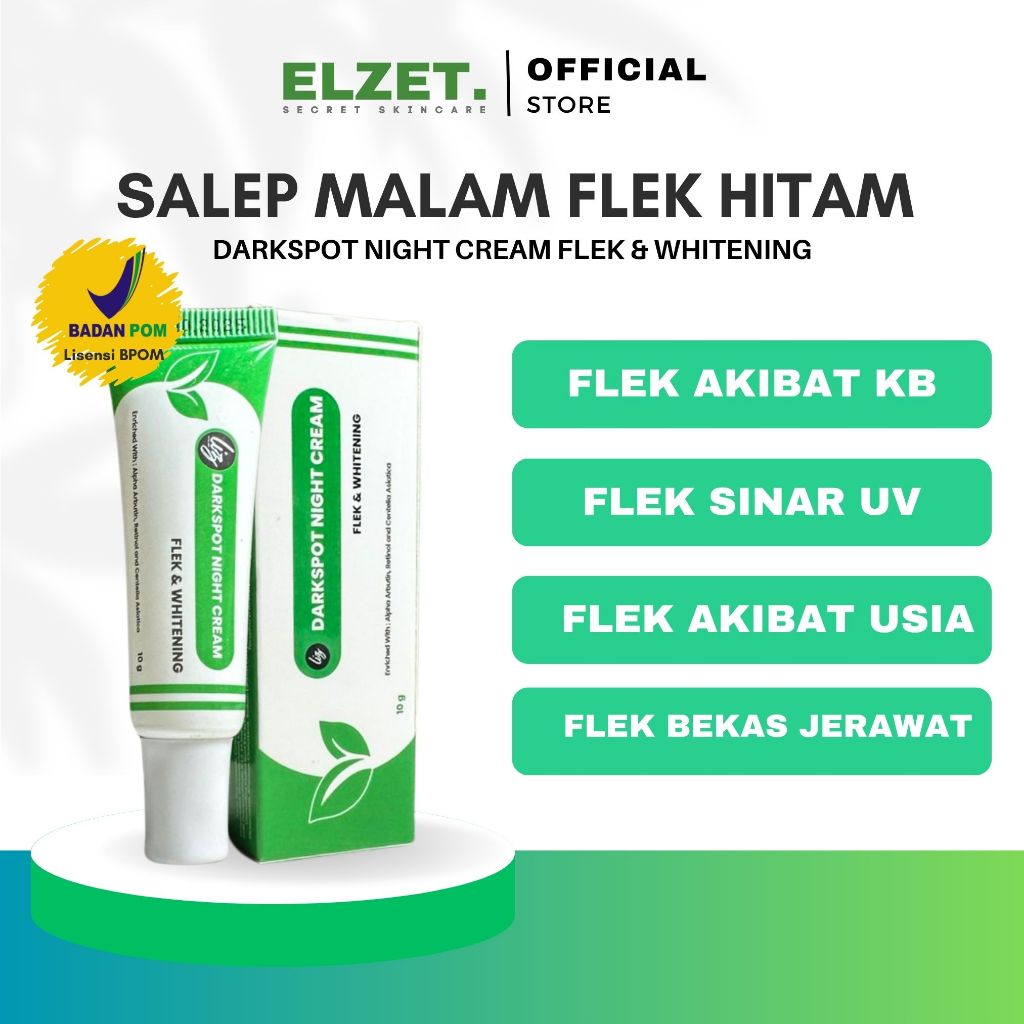 Elzet Skincare BPOM Salep Flek Malam Darkspot Night Salep Arbutin Retinol Night Whitening Cream Sale