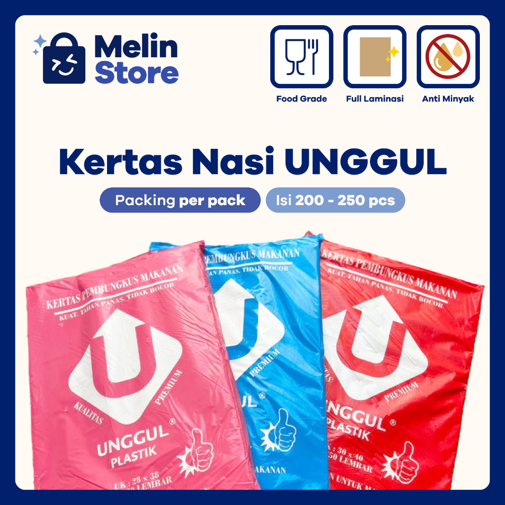 [Packing per pack] Kertas Nasi UNGGUL - Kertas Minyak Coklat / Bungkus Nasi Makanan Sudah Laminasi
