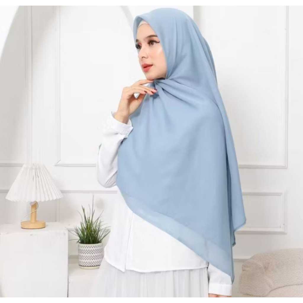 HIJAB SEGIEMPAT PARIS JUMBO MOTIF POLOS PREMIUM