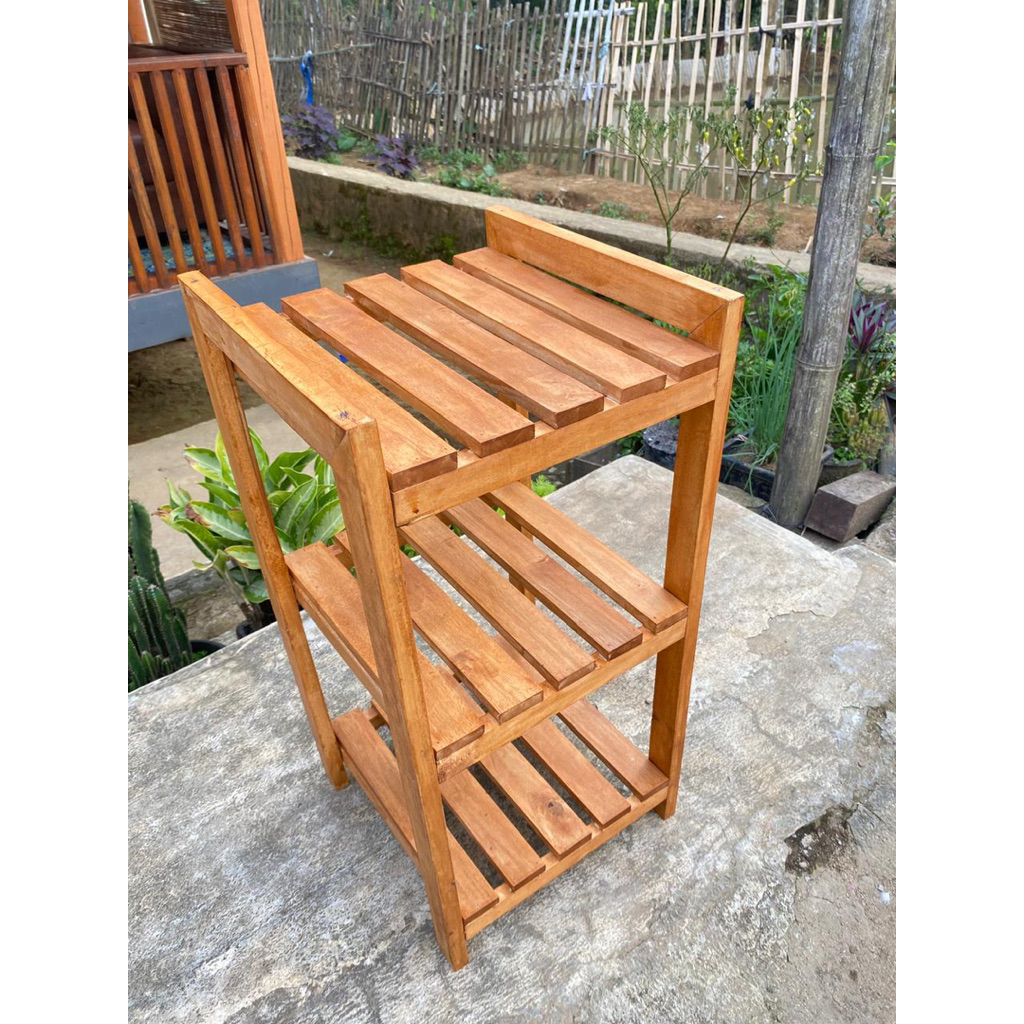 rak galon kayu minimalis tahan berat dispenser 3susun