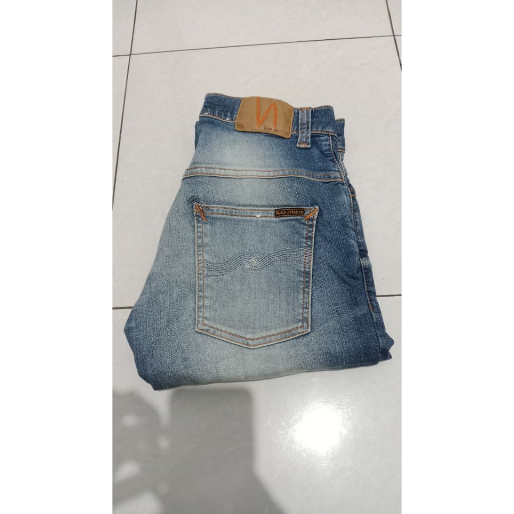 Celana Jeans Denim Second Bekas Branded Pl Nudie Thin Fhin Authentic Repair Size 30