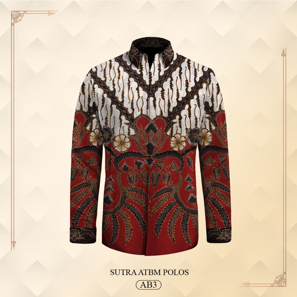 Kemeja batik lengan panjang pria exclusive bahan atbm sutera premium pola baju batik tulis pekalonga