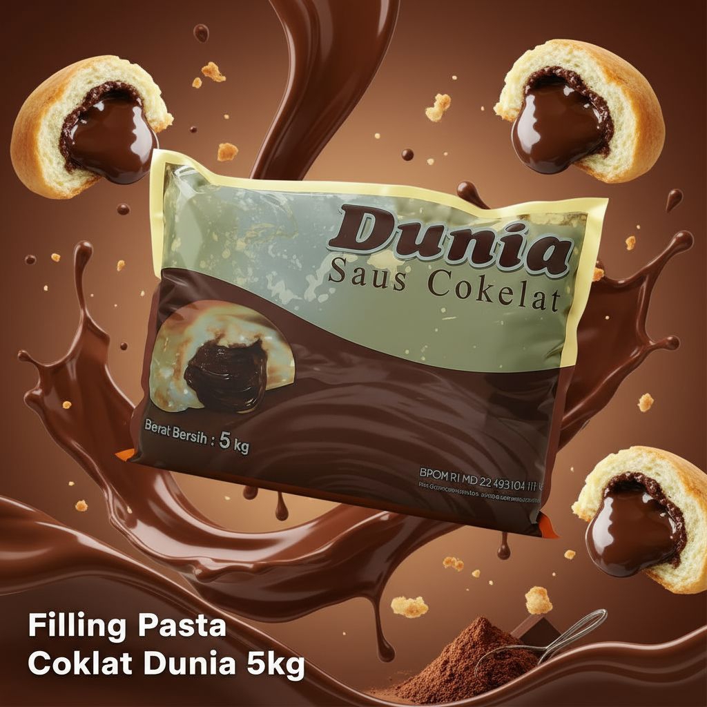 DUNIA Filling Coklat pasta 5kg - Isian coklat roti, kue, donat, cake, dessert lembut n lumer