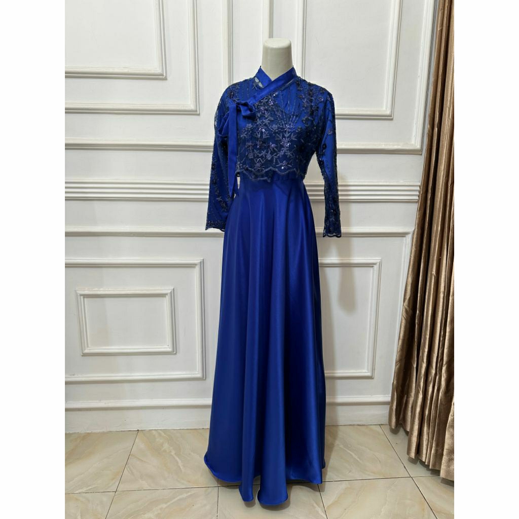 Dress HanbokBrokat Kombinasi polos Wisuda Bridesmaid
