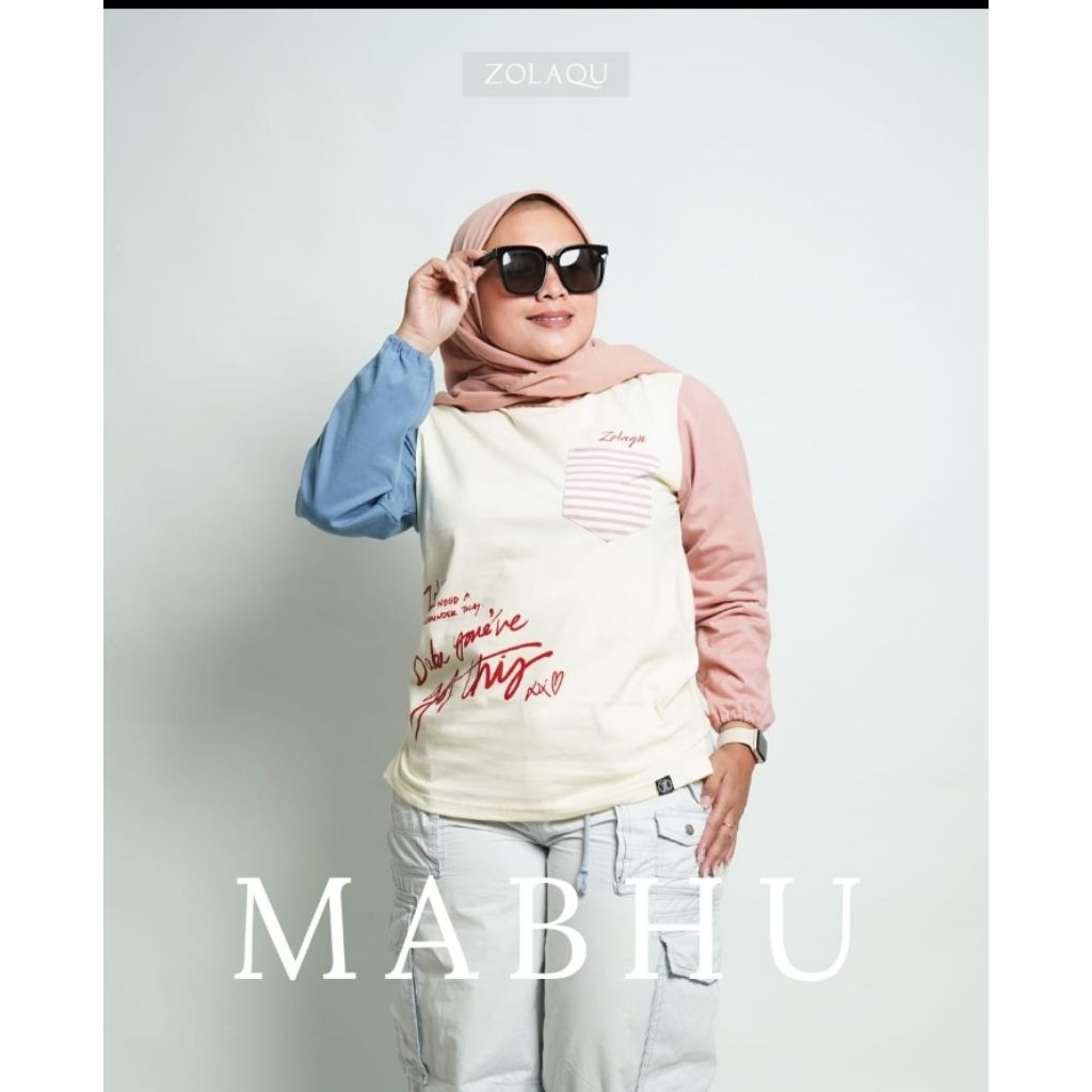 Kaos ZOLAQU Original Terbaru -Atasan Kombinasi Tangan Karet-
