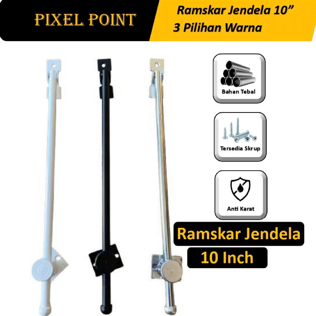 Ramskar jendela/Lamskar putar Hak angin putar penahan jendela panjang 25 cm bahan Steinless kuat dan