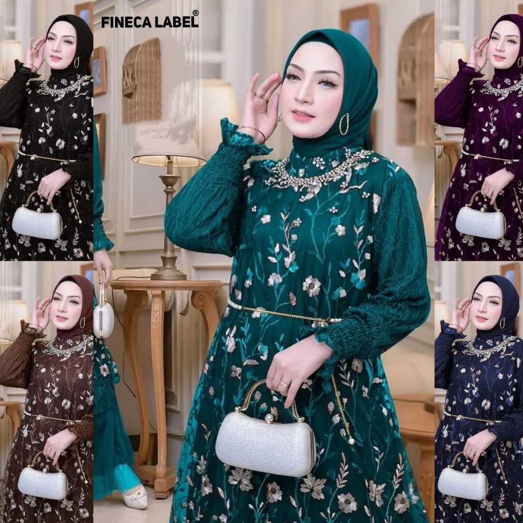 AIRA DRESS Fineca Label GAMIS BROKAT APLIKASI PAYET GAUN PESTA KONDANGAN STYLE KOREAN TERBARU BROKAT
