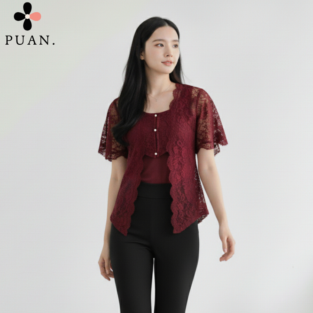 Outer Kebaya Hagia Brukat Kutubaru Modern | Atasan Rok Lilit Wisuda Setelan Kondangan Simpel Elegan