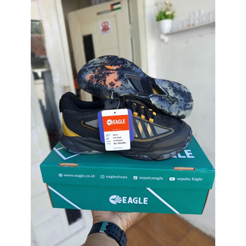 EAGLE PNR PRIME ORIGINAL/SEPATU BADMINTON/SEPATU VOLLY/SEPATU TENNIS/SEPATU KERJA/SEPATU FULL BLACK