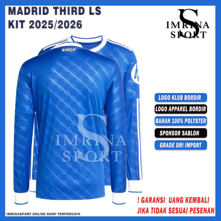 [ READY STOK ] JERSEY BOLA REAL_MADRID LONG SLEEVE 2025 2026 3RD THIRD - JERSEY BOLA LENGAN PANJANG 