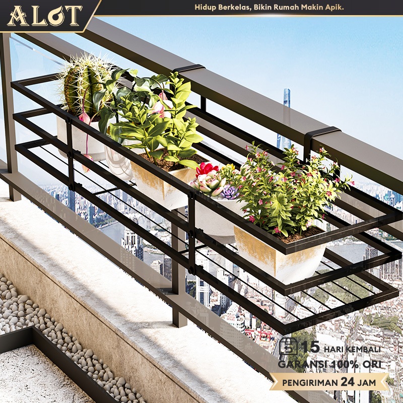 ALOT 80cm GANTUNGAN POT BALKON RAK POT GANTUNG - TANAMAN HIAS GANTUNG BESI UNTUK BALKON, TERAS, RUMA