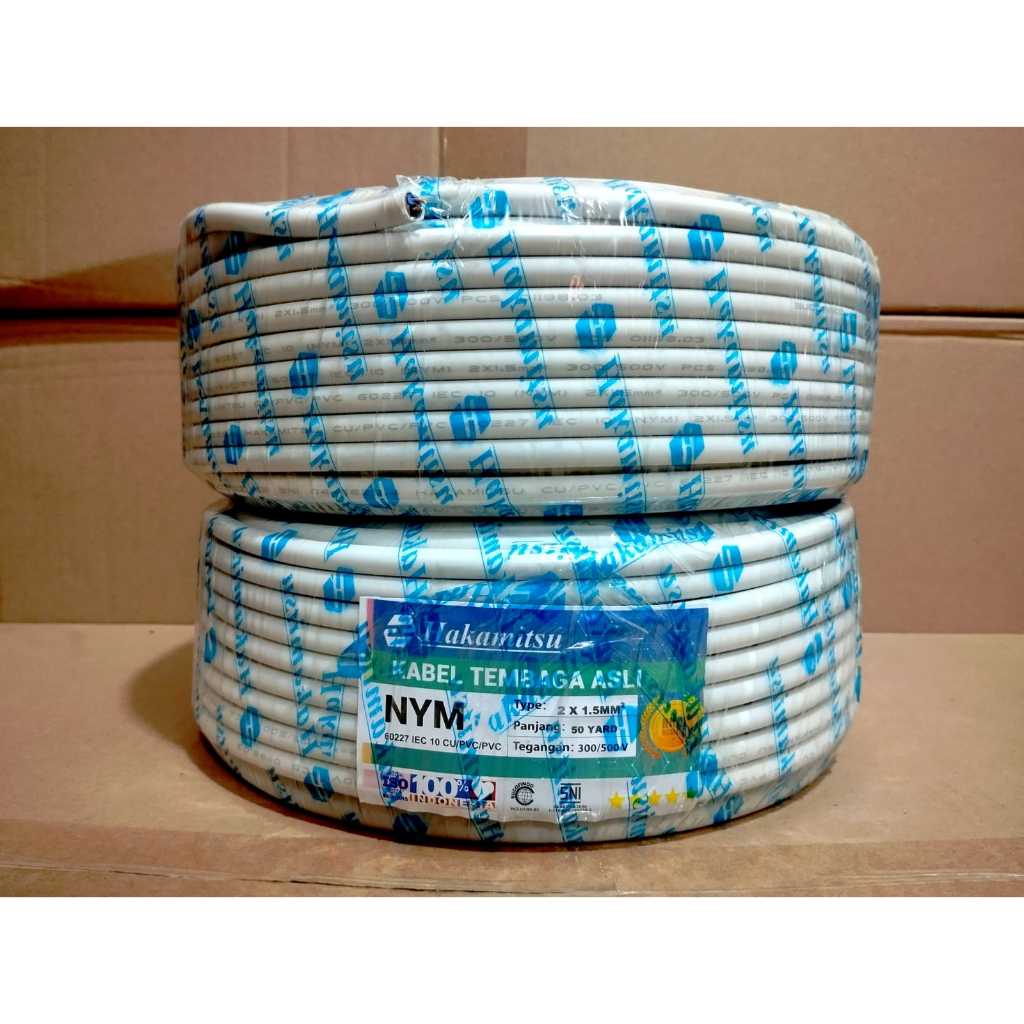 Kabel Tembaga HAKAMITSU NYM 2 x 1,5 mm 50Y SNI / KABEL NYM SNI