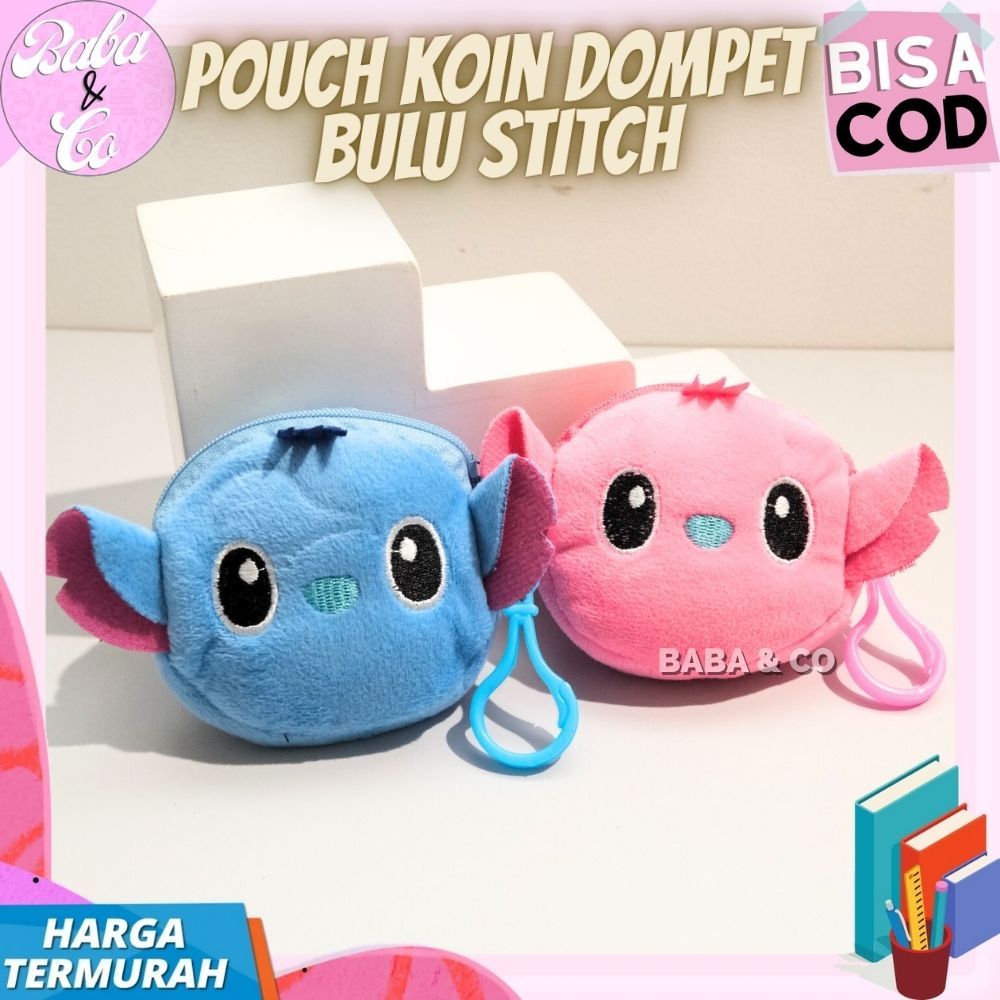 DOMPET KOIN STITCH BLUE POUCH KOIN GANTUNGAN STITCH LILO SERIES DOMPET KAIN STITCH ANGEL PINK POUCH 