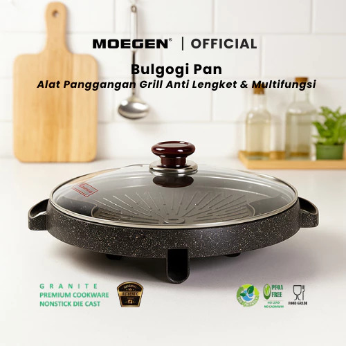 Moegen Bulgogi Pan Grill Barbeque BBQ 32cm + Tutup Kaca