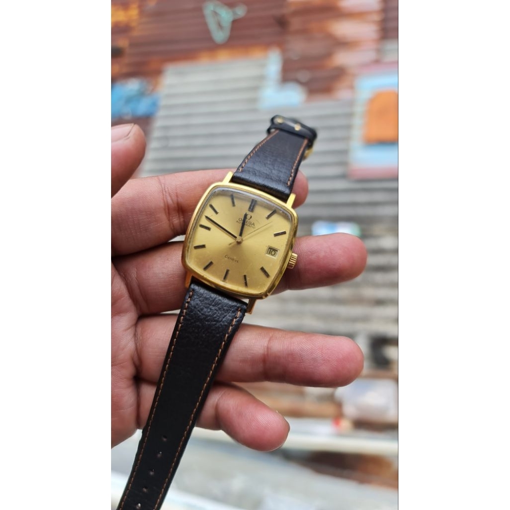jam arloji omega geneve automatic gold vintage original