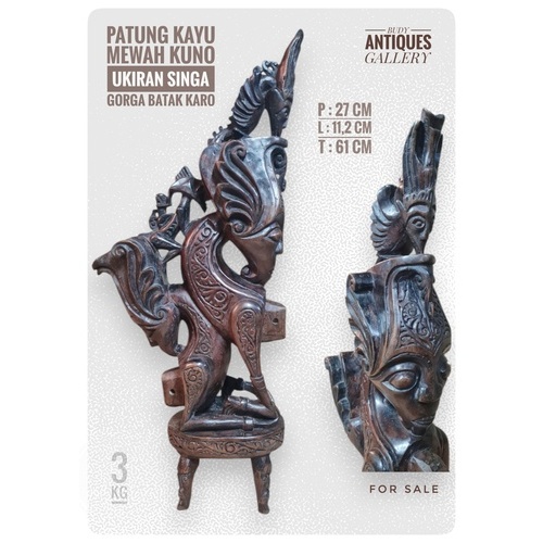 Patung Kayu Singa Gorga Batak Karo Ukiran Halus Mewah