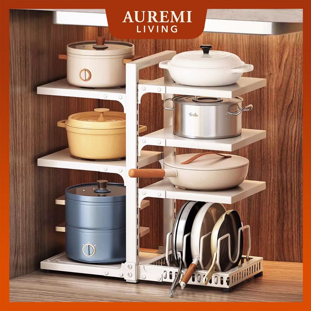 Rak Panci Wastafel 3/4/5 Tingkat Rak Panci Wastafel Dapur Di Bawah Rak Pot Susun Rak Dapur