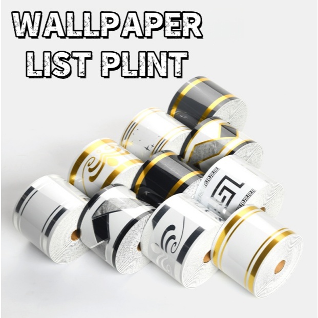 List Wallpaper Dinding Plint Lantai Tempel 5m x 10cm PVC Stiker Foam Skirting Bawah