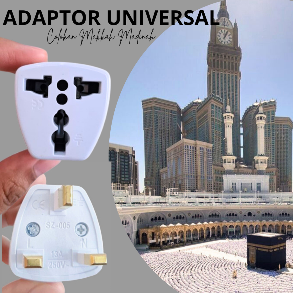Adaptor Haji Umrah Type G 3 Kaki Tembaga Emas Colokan Arab Saudi Travel