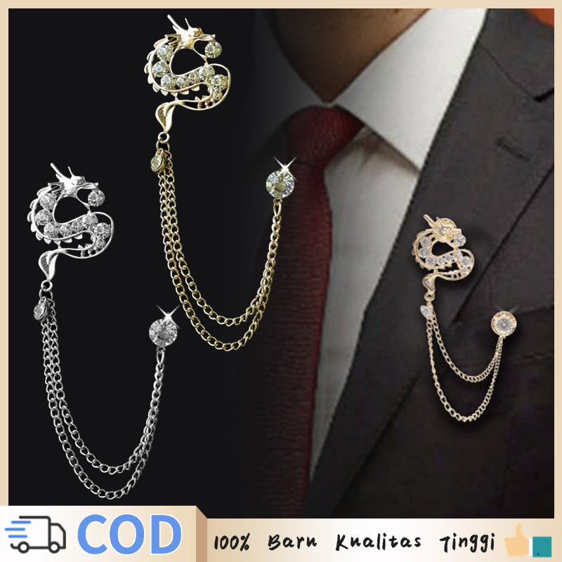 Lapel Pin Pin Rantai Jas Bros Naga Jas Lapel Pin Metal Dragon Pin