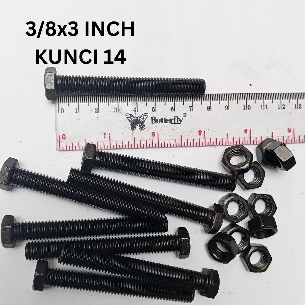 BAUT MUR HITAM NC 3/8X3" KUNCI 14
