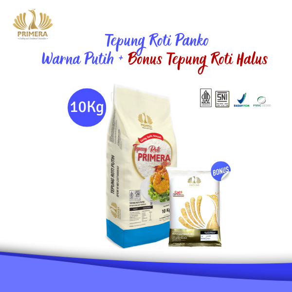 PRIMERA  - Tepung Roti Panko warna Putih 10kg + Bonus Tepung Roti Halus 500g