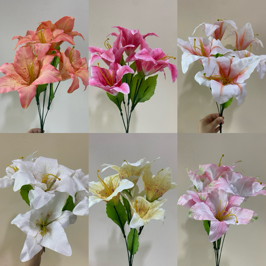 Bunga lily palsu hias imitasi artificial dekorasi hiasan wisuda pernikahan panggung pajangan lamaran