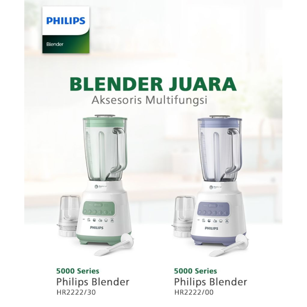 Blender Philips 5000 teknologi ProBlend Crush hr2222 2 liter garansi blender core 2 tahun melumat 40